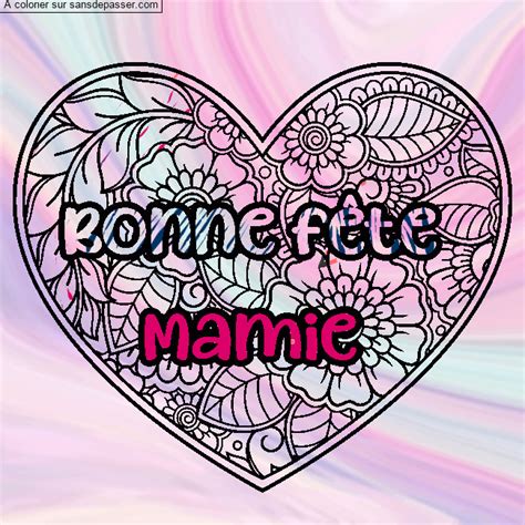 Dessin Colori Coloriage Coloriage Bonne F Te Mamie Coeur Mandala