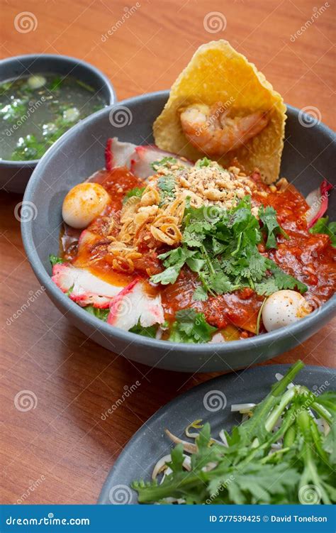 Bowl Of Hu Tieu Kho Voi Nuoc Sot Dry Pork Shrimp Noodle Soup Vietnamese Food Stock Image