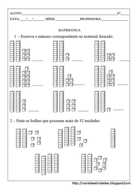 Atividades Com Material Dourado Para Imprimir Atividades Pedagógicas Matemática Atividades