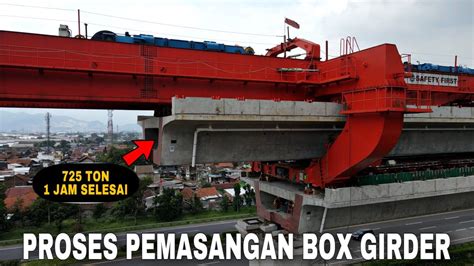 Proses Pemasangan Box Girder Proyek Pembangunan Kereta Cepat Jakarta