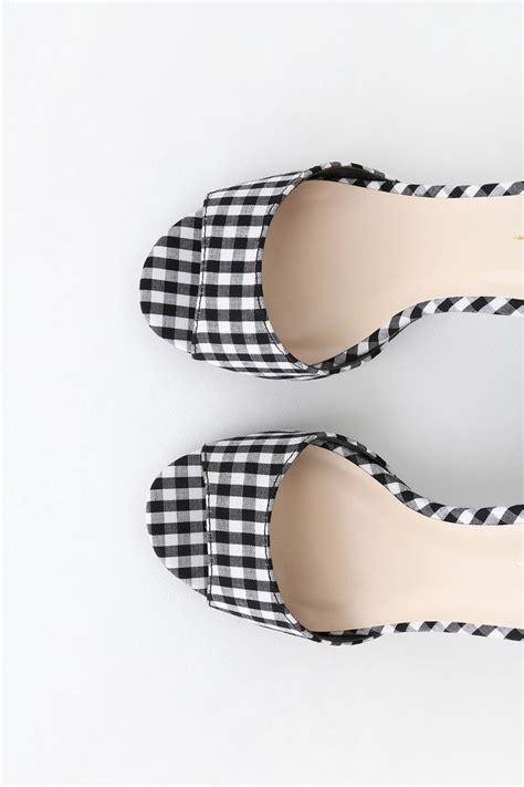 Covington Black And White Gingham Ankle Strap Heels Ankle Strap Heels