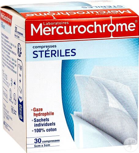 Mercurochrome Steriele Kompressen 20x20cm Hydrofiele Gaasjes 30 Stuks