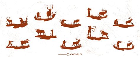 Deer Hunting Silhouette Collection Vector Download