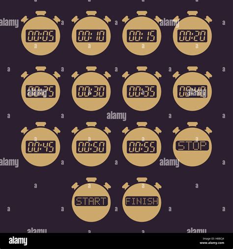 The Stopwatch Icon Set Of 14 Icons Clock And Watch Timer Countdown Stopwatch Symbol Ui