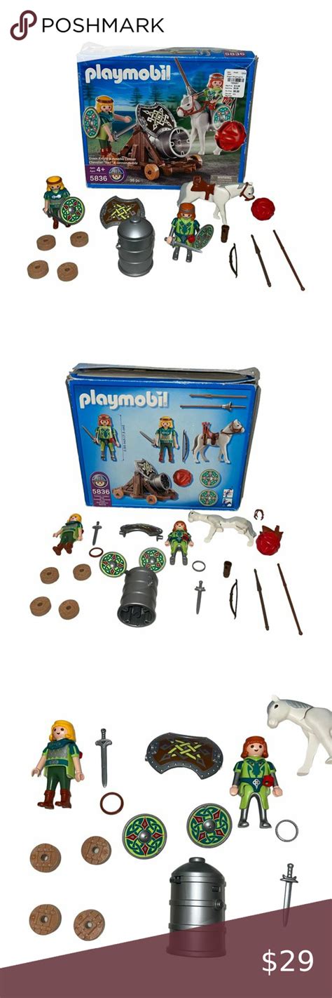 Playmobil 5836 2007 Geobra Medieval Green Knight Soldier Accessories ...