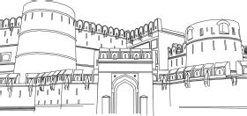 Download agra fort line drawing - red fort outline drawi png - Free PNG ...