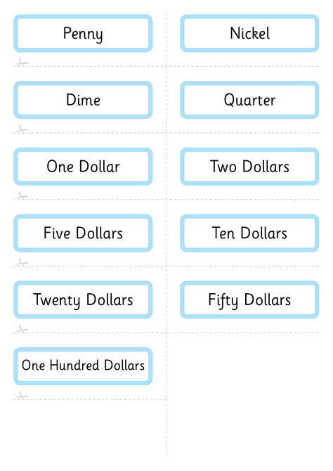 Free US money flashcards for kids - Totcards