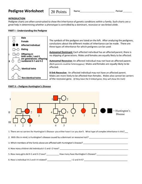 Pedigree Worksheet And Answers Printable Word Searches