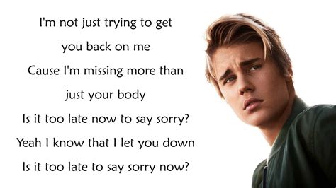 Lirik Lagu Justin Bieber Sorry YouTube