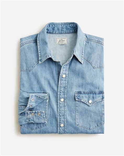 J Crew Chambray Western Shirt For Men In Western Denim Shirt