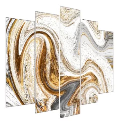 Kit Quadro Decorativo Abstrato Dourado Sala Grande Quarto MercadoLivre