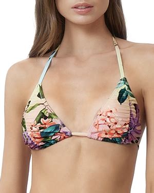 Buy Pq Swim Floral Ruched Triangle Bikini Top Lavender Oasis At