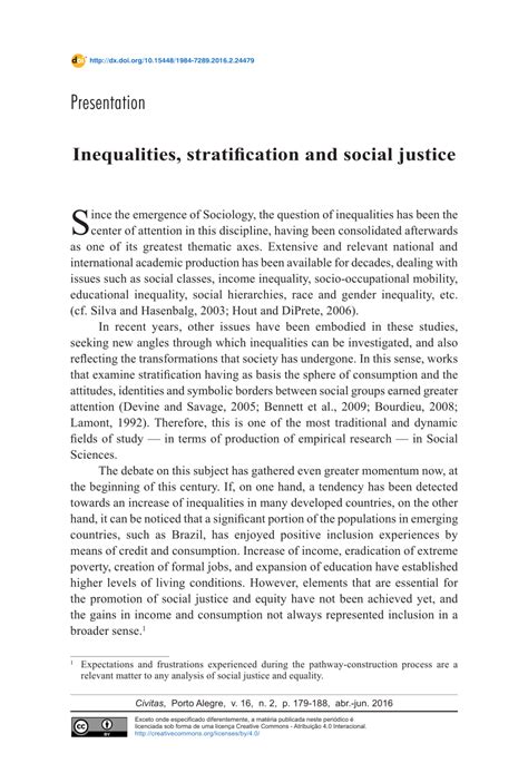 Pdf Inequalities Stratification And Social Justice