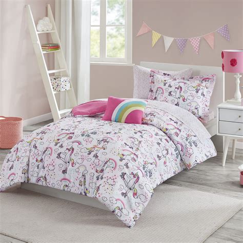 Your Zone Roller Skating Unicorn Multicolor 6 Piece Bed In A Bag Comforter Set Twintxl