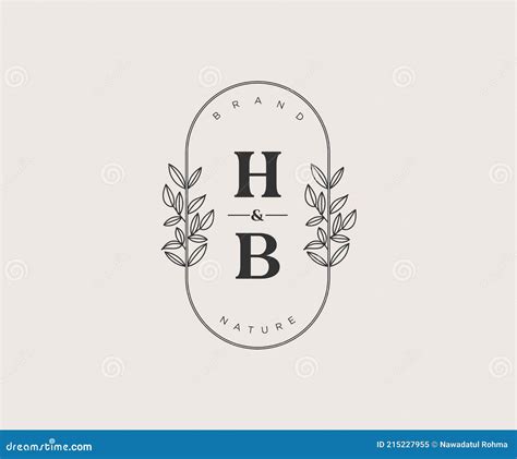 Initial Hb Letters Beautiful Floral Feminine Editable Premade Monoline