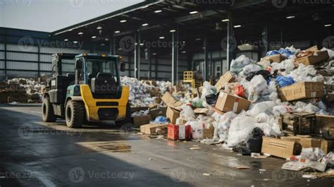 From Waste to Worth. Landfill and recycling centre full with sorted ...