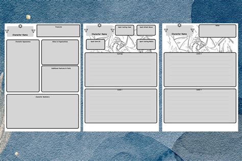 The Dnd Character Journal Five 5e Character Sheets Lined Pages For