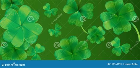 Saint Patricks Day Background Design With Green Falling Clovers Leaf