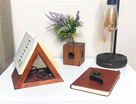 This Triangular Wooden Book Holder And Bookmark Is Perfect For Any Book