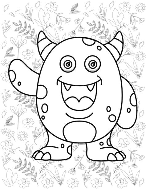 Page De Coloriage De Monstre Vecteur De Monstre Monstre Blanc Et Noir