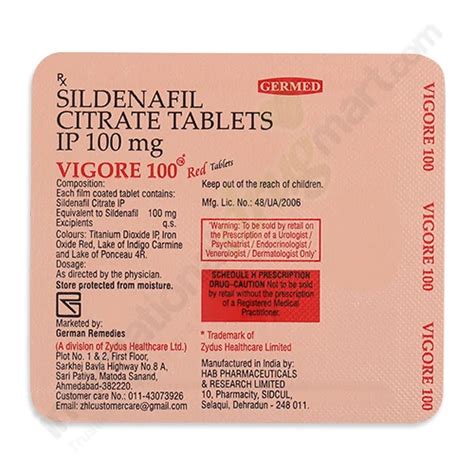 Buy Sildenafil Citrate Vigore Red Pill Mg Tablets Online Idm