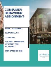 Consumer Behaviour Assignment Docx Consumer Behaviour Assignment