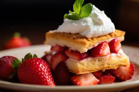 Premium AI Image | Slice Of Strawberry Shortcake