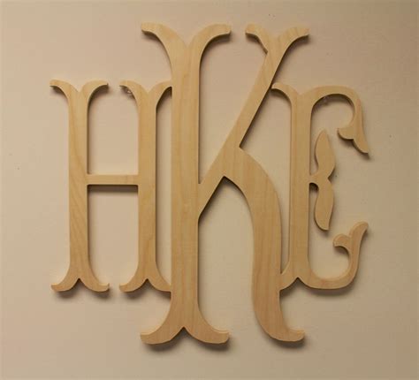 Wooden Monogram Unpainted Wood Monogram Wood Letters Large Wood Monogram Nursery Letters Wooden ...