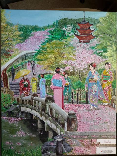 Spring In Japan Original Acrylic Painting On Canvas Acrylic Painting ...