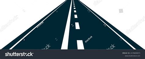 Straight Asphalt Road White Markings Roadway Stock Vector Royalty Free