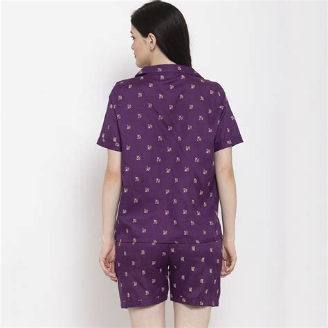 Secret Wish Women S Purple Cotton Printed Nightsuit Buy Secret Wish