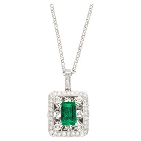 Gia Certified 139 Carat Zambian Emerald And Diamond Floral Box Pendant Necklace For Sale At 1stdibs