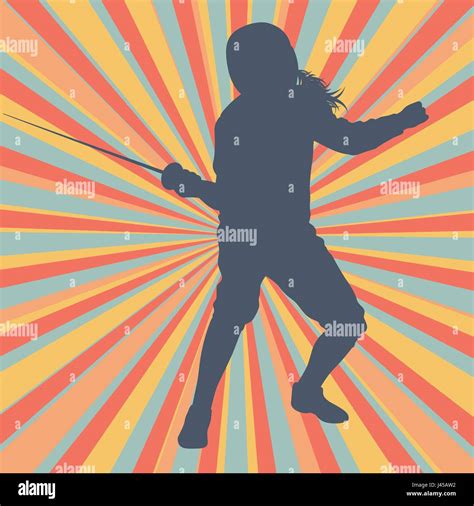 Fencing Player Fight Abstract Vector Background Stock Vector Image