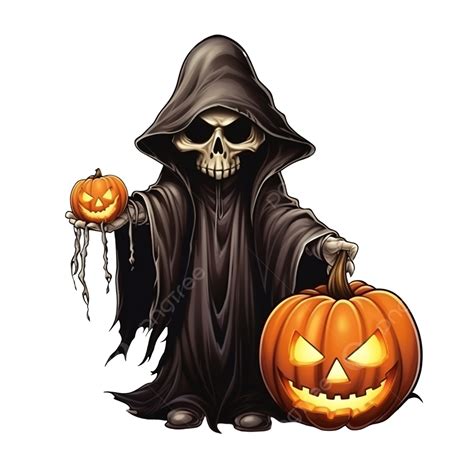 Hình ảnh Halloween Với Bí Ngô Và Thần Chết Thần Chết Trông Ngầu Quá Png Máy Gặt Thần Chết