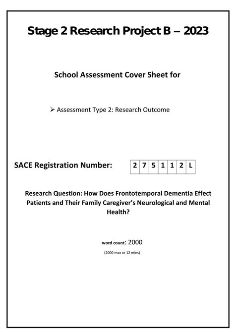 A Sace Stage 2 Research Project B 2023 Outcome Research Project