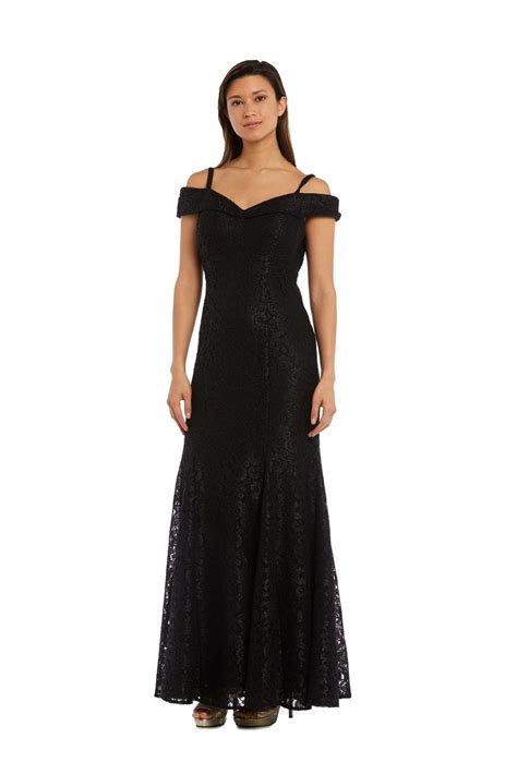 R M Richards Shimmer Lace Fishtail Off Shoulder Gown ShopperBoard