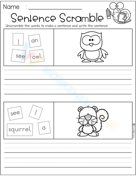 Free Kindergarten Scrambled Sentences Worksheets