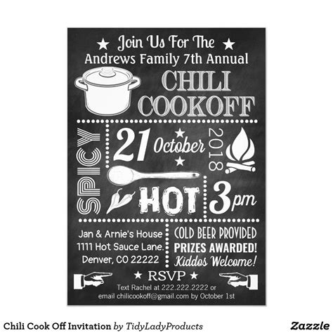 Chili Cook Off Invitation | Zazzle | Chili cook off, Cook off, Summer bbq invitations