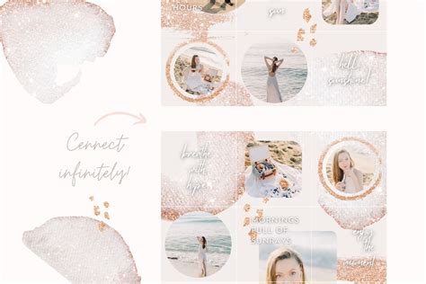 Rose Gold Glitter Instagram Puzzle Template Canva Design Cuts