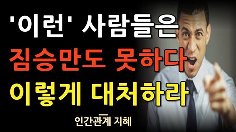 곁에 두면 안되는 짐승 같은 사람의 특징 이런 사람은 인간도 아니니 반드시 멀리 하라 사람을 꿰뚫어보는 지혜 명언