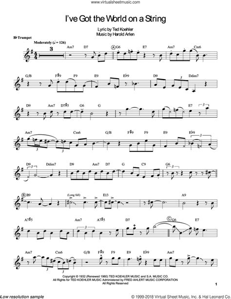 I Ve Got The World On A String Sheet Music For Trumpet Solo Transcription