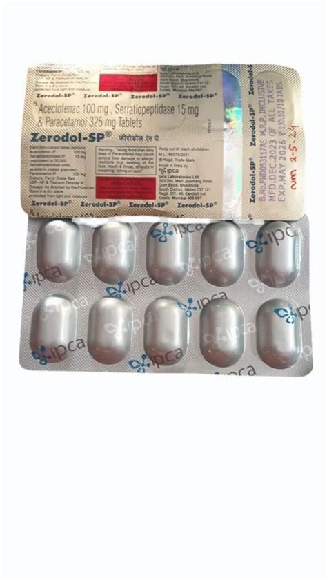 Zerodol Sp Tablets Composition Aceclofenac Mg Paracetamol Mg