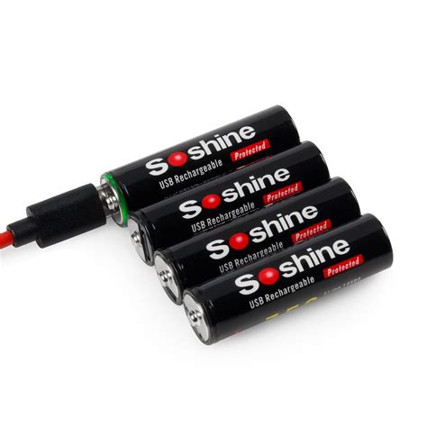 Soshine USB Li Ion 14500 Rechargeable Battery With Protected 3 7V