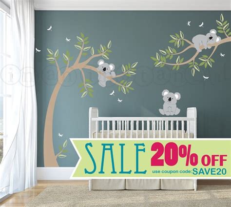 Koala Bear Wall Decal Koala And Branch Wall Decal Koala Tree Wall