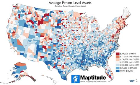 Maptitude Map Average Per Capita Assets By County