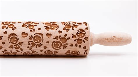 No R My Baby Angels Big Size Rolling Pin Engraved Rolling Pin