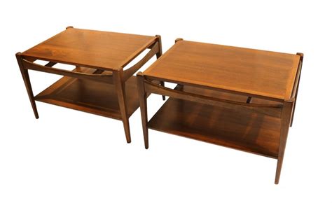 Mid Century Bassett Danish Inspired Walnut Side Tables Mary Kay S Furniture