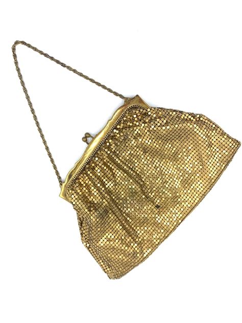 1930s Whiting Davis Gold Metal Mesh Purse Vintage Gem