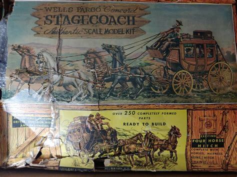 1955 Marx Wells Fargo Concord Stagecoach Scale Model Kit In Original