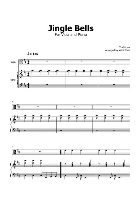 Jingle Bells Viola And Piano By Traditional Piano Digital Sheet